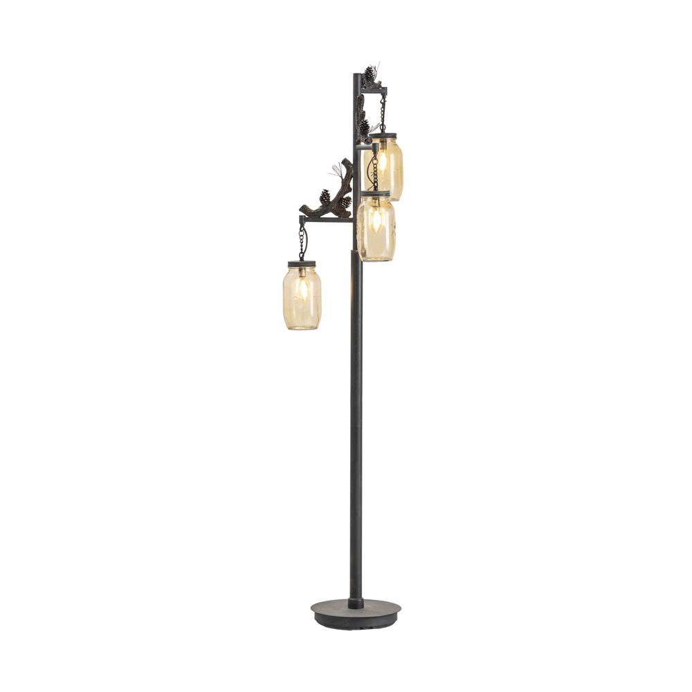 Crestview Collection CVAER740 Fire Catcher Floor Lamp Lighting, Gray. Picture 3