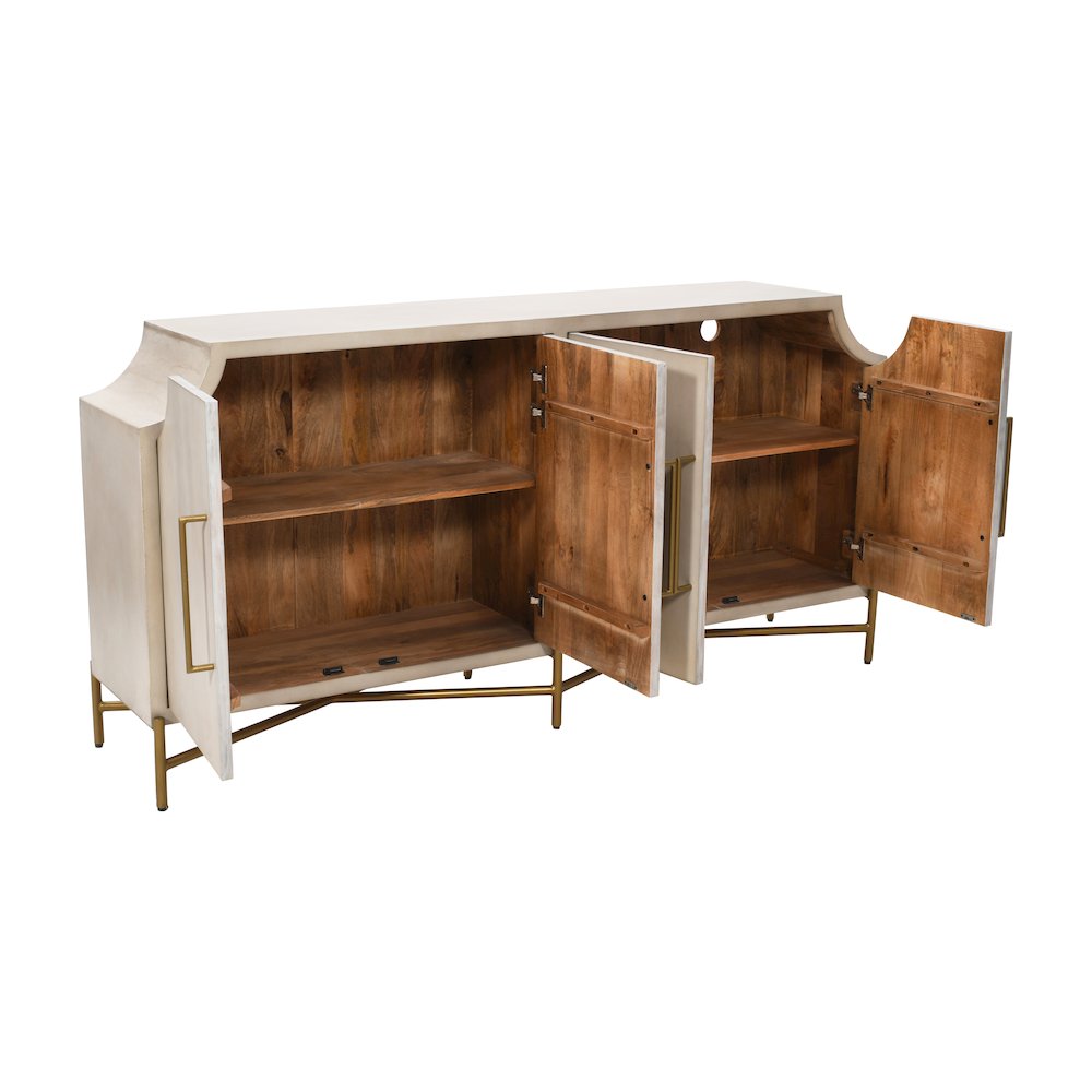 80" Cream With A Brown Undertone 4-Door Media Credenza. Picture 3