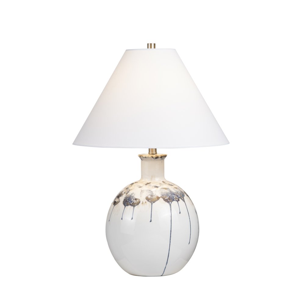 Blue And White Ceramic Table Lamp With Empire Shade And Rotary Switch.. Picture 2