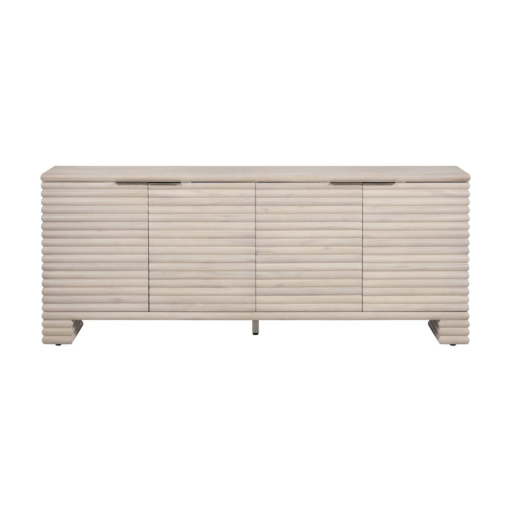 80" Cream Wood 4-Door Reeded Media Credenza. Picture 2