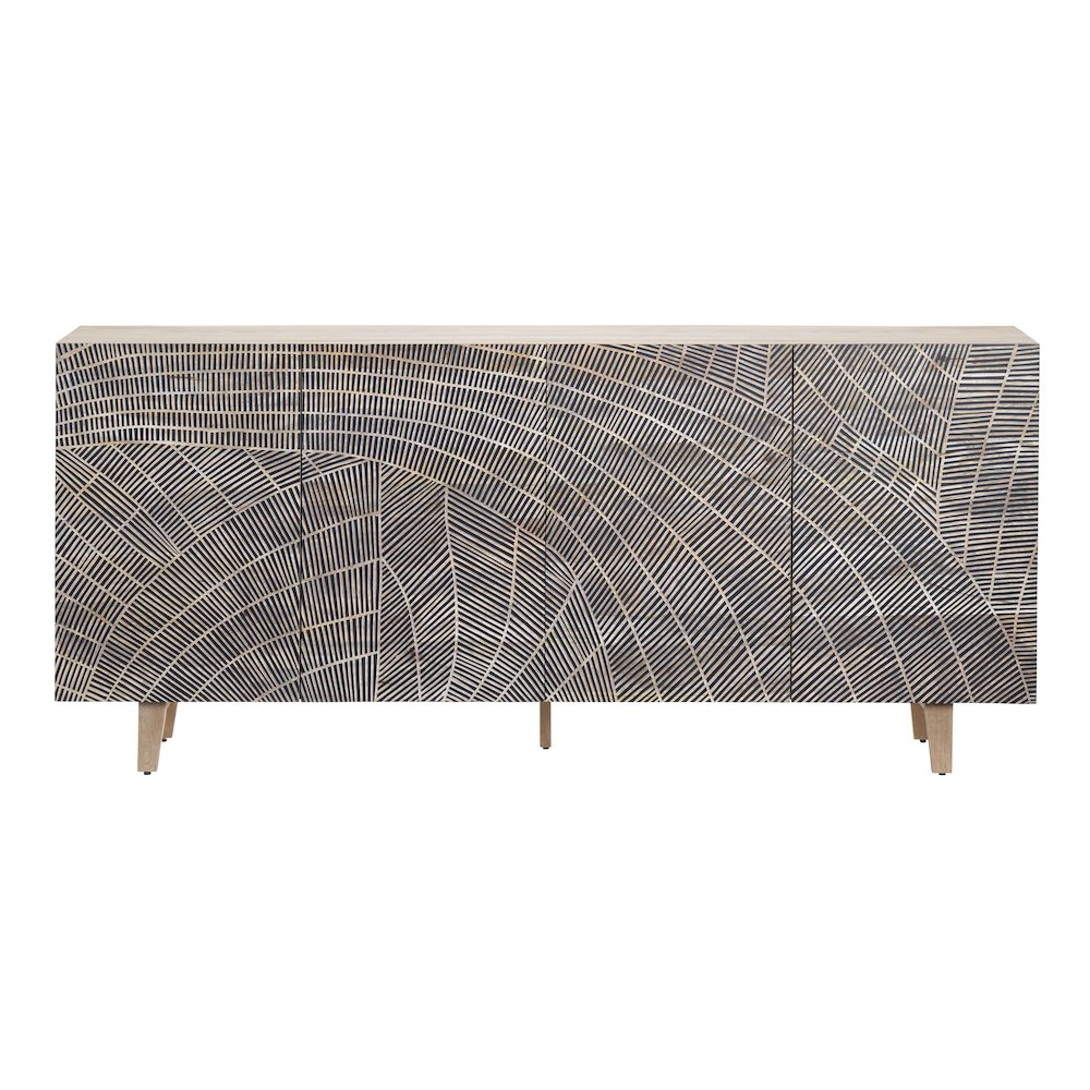 79" Solid Wood 4-Door Media Credenza. Picture 2