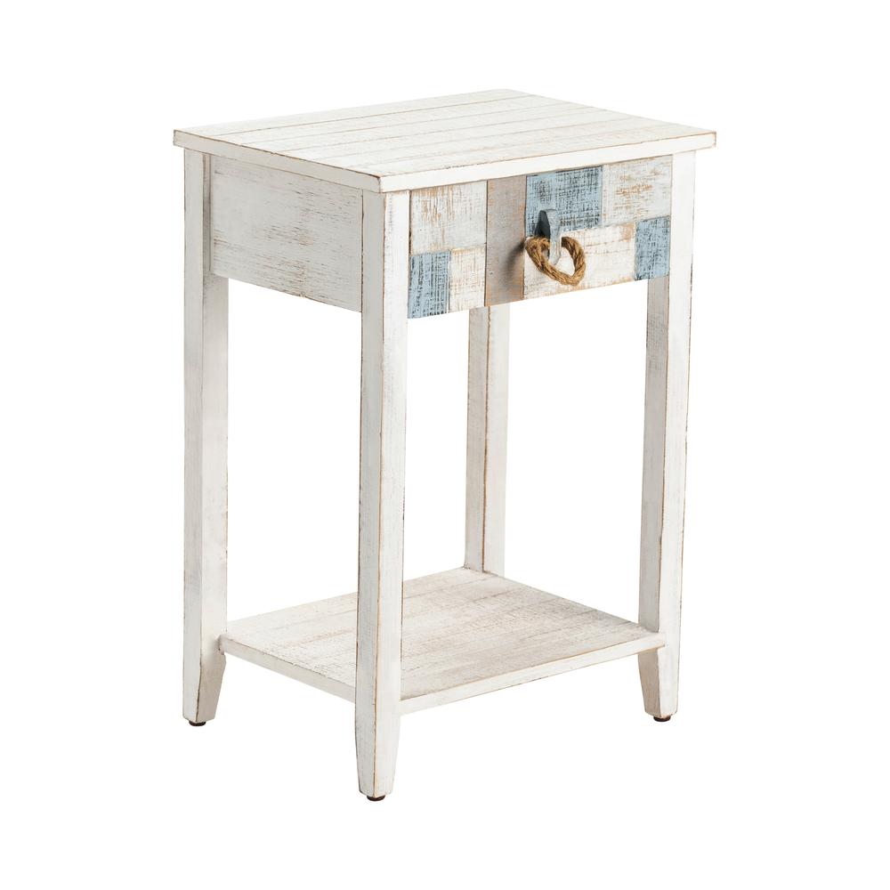 Crestview Collection Multi Color Nautical Patchwork 1 Drawer Accent Table. Picture 1