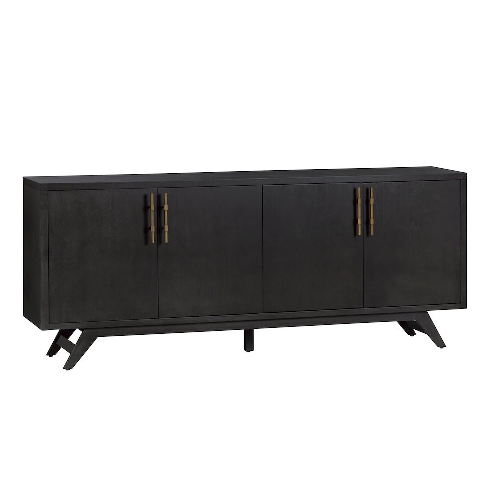 80" Smooth Black 4-Door Media Credenza. Picture 1