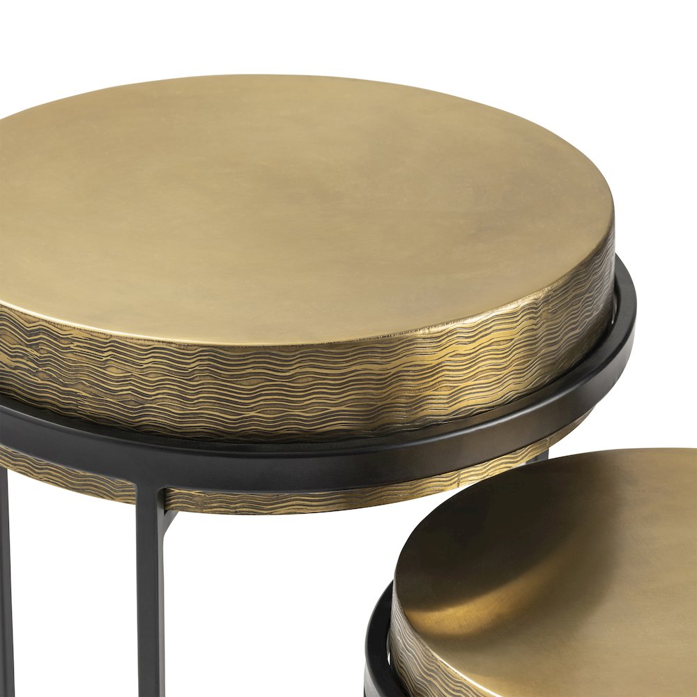 2 Piece Textured Brass Nesting Table Set. Picture 4