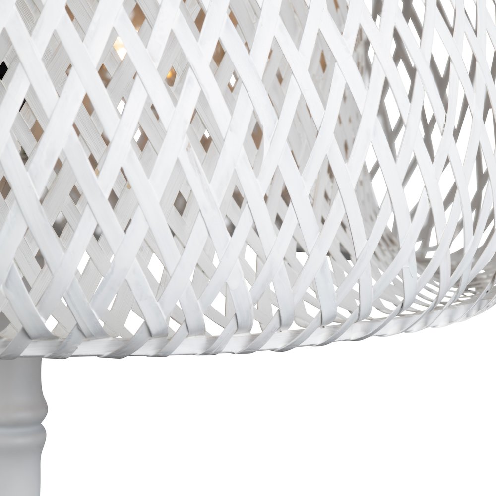 37.5"H White Metal Buffet Lamp With Rattan Shade. Picture 3