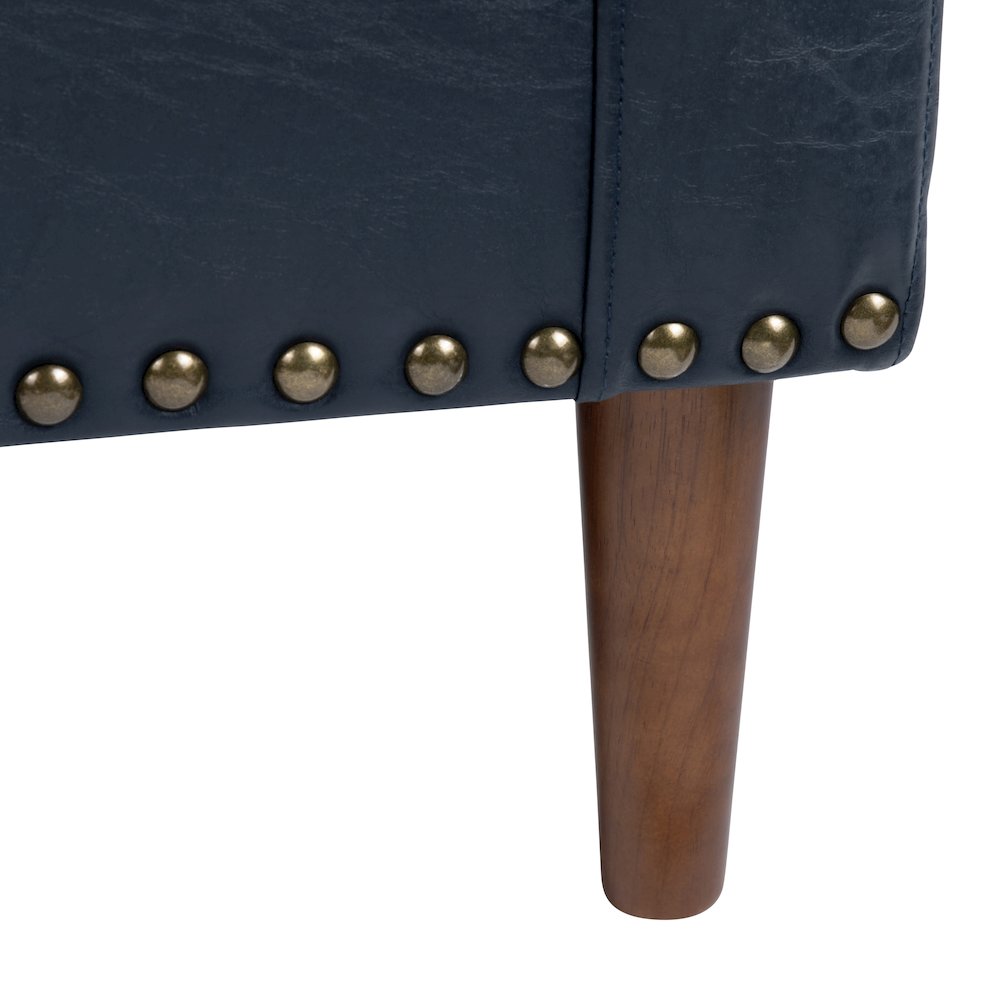 Deep Navy Blue Faux Leather Upholstered Accent Chair. Picture 3