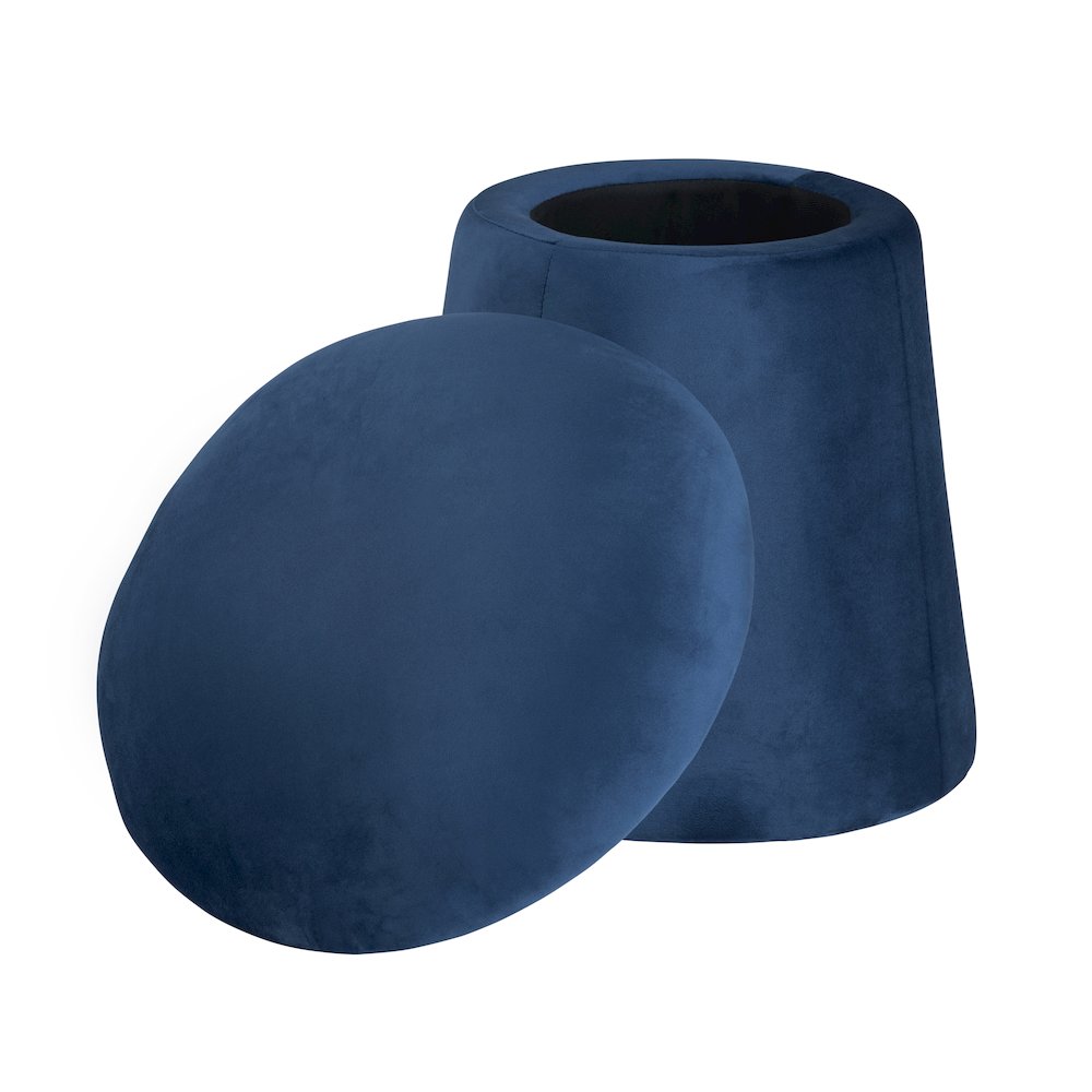 Navy Blue Velvet Mushroom Ottoman W/ Storage. Picture 2