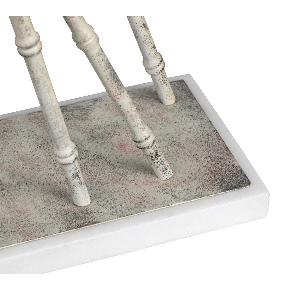 36.25"H Metal Bamboo Shoots And Marble Table Lamp With Linen Shade. Picture 3