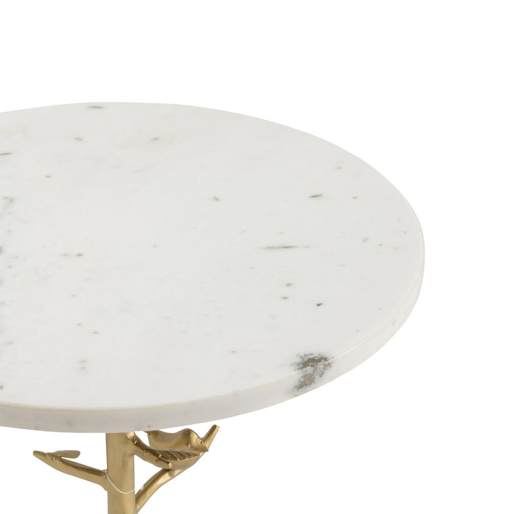 Crestview Collection CVFNR834 23" White Marble TOP Side Table Accessories. Picture 2