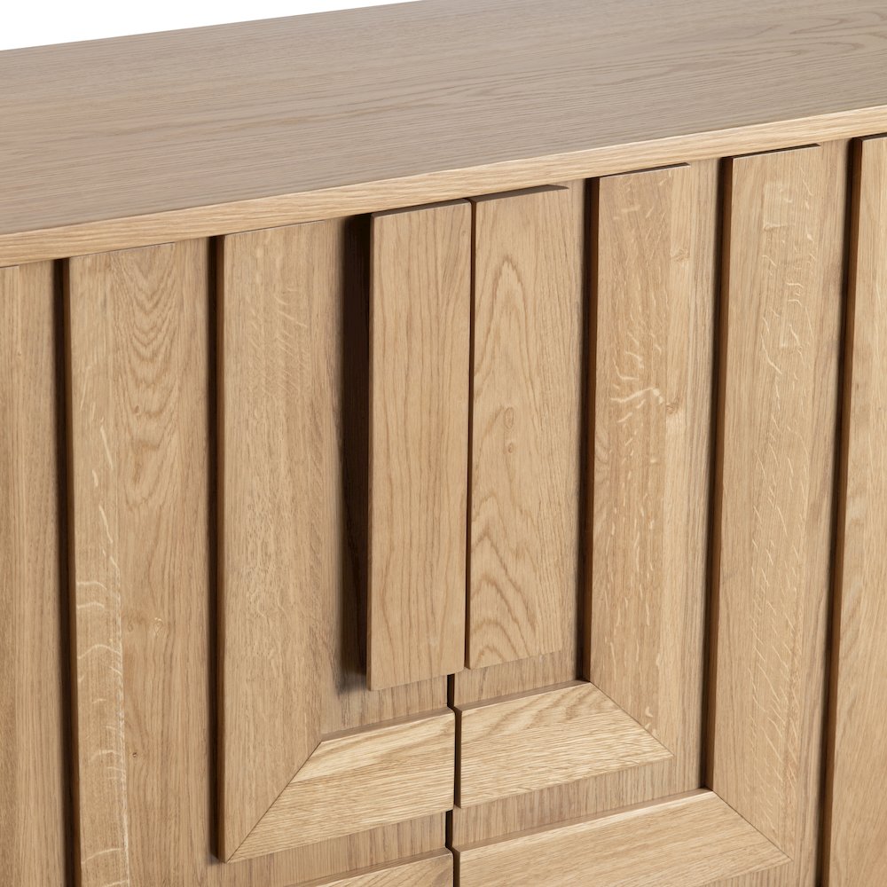 74" Brown Solid Wood 4-Door Media Credenza. Picture 4