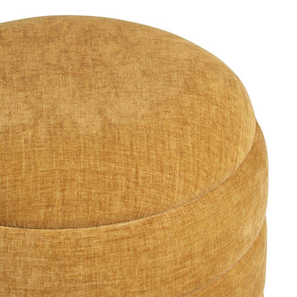 Yellow Spice Round Ottoman W/ Storage. Picture 3