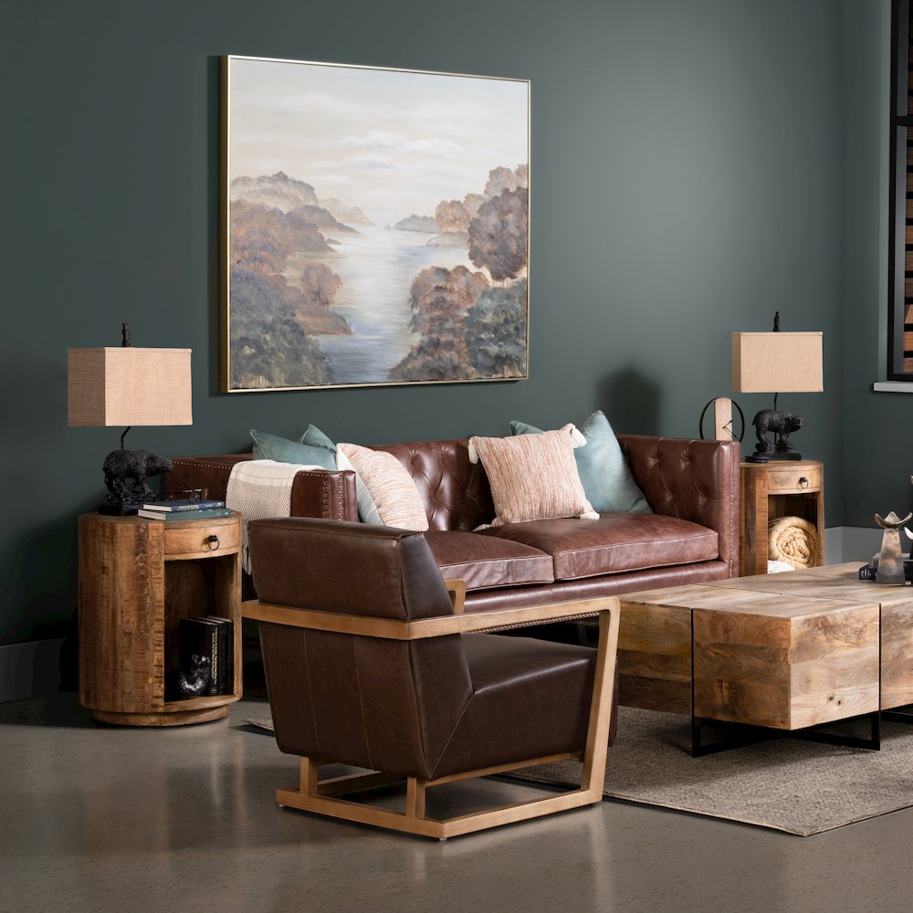 Solid Mango Brown Round Accent_End Table. Picture 2