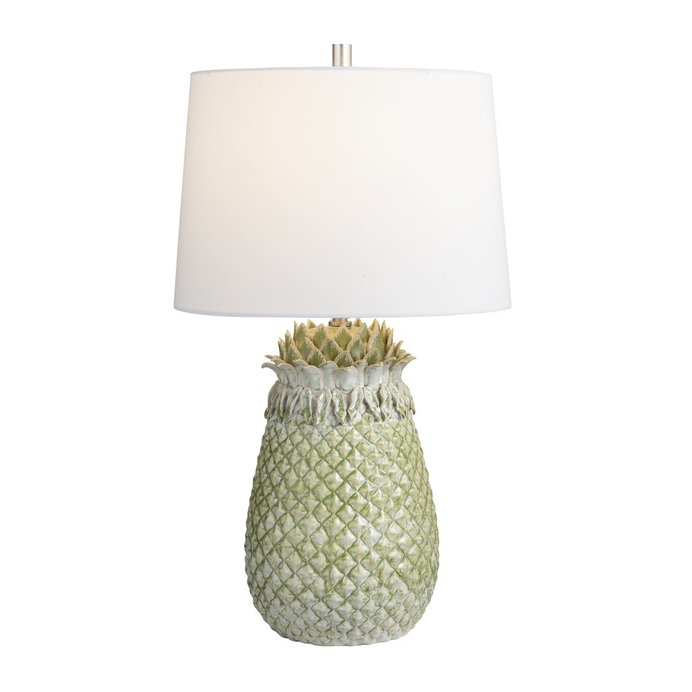 Green Glazed Pineapple Lamp With Tapered Shade. Picture 2