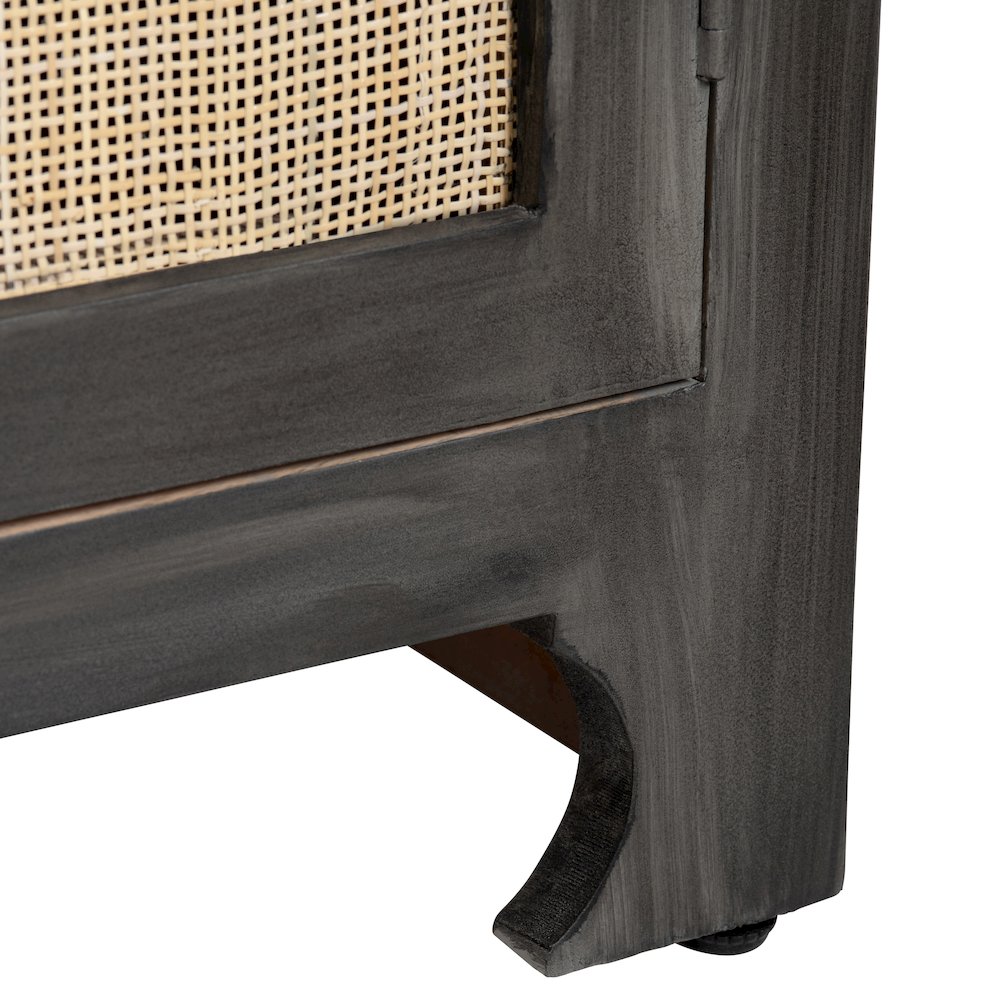 76" Solid Wood And Rattan 4-Door Sideboard. Picture 4