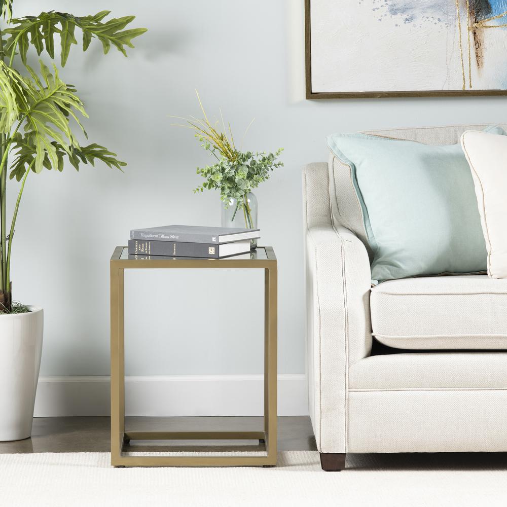 Christian Gold Metal and Glass End Table. Picture 4