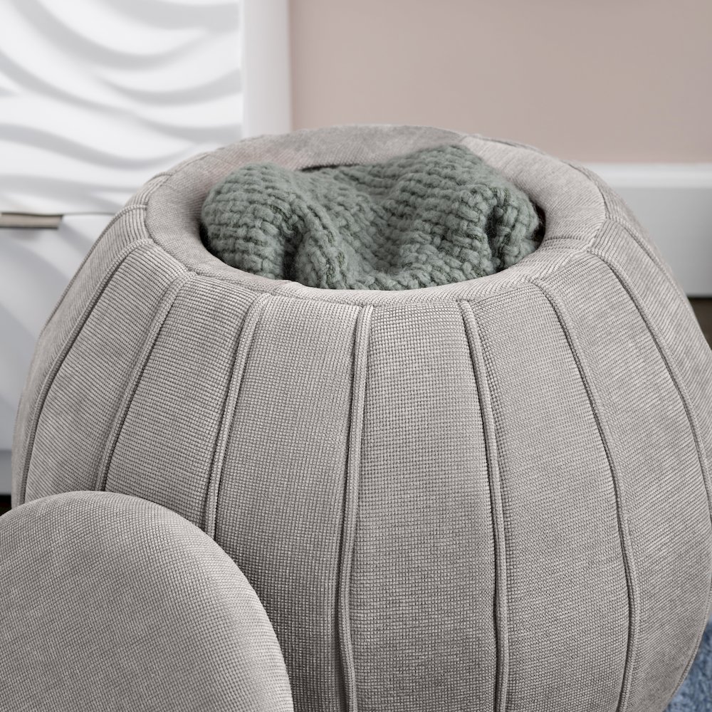 Taupe Round Ottoman W/ Storage. Picture 6