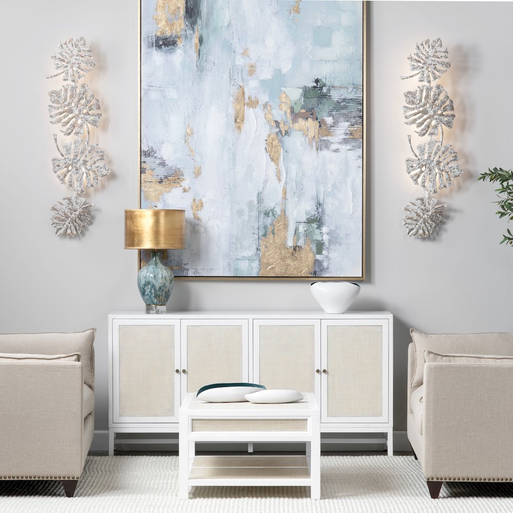 52"H Dusty White And Gold Metal Wall Sconce. Picture 4