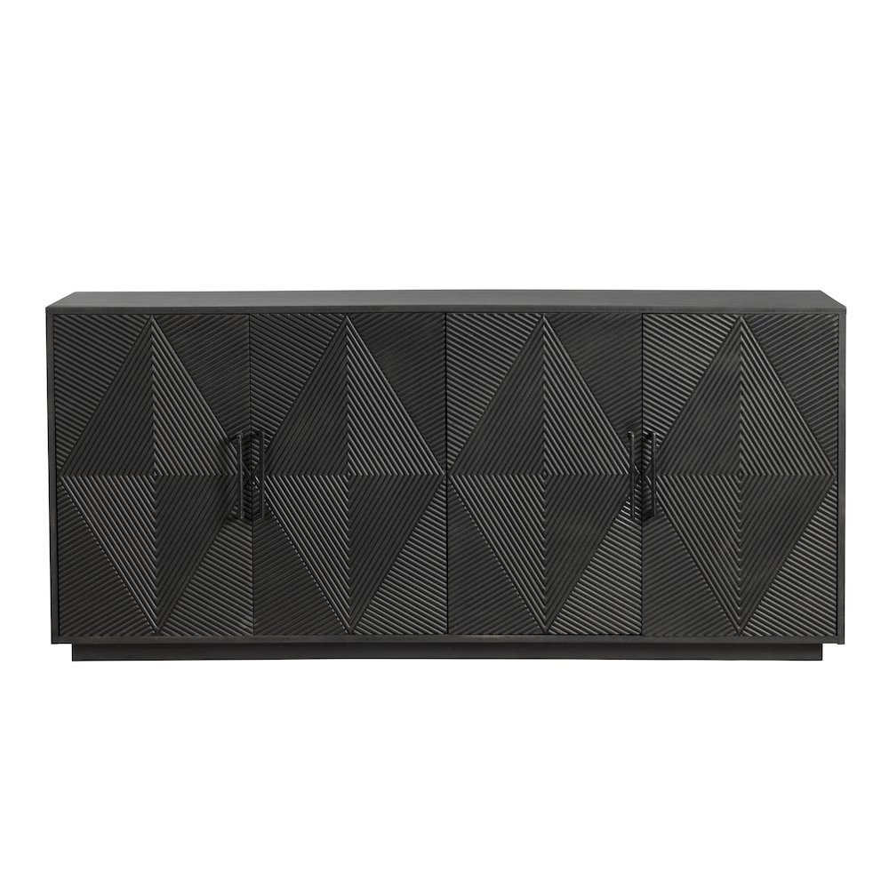 72" Sleek Black 4-Door Media Credenza. Picture 2