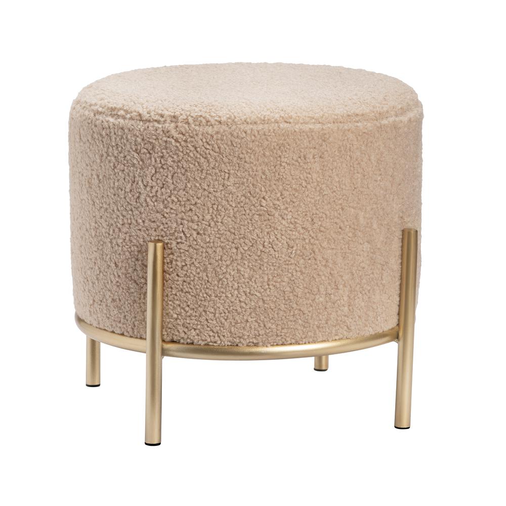 Zanella Cream Sherpa Stool. Picture 1