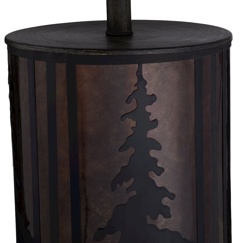 32"H  Metal Table Lamp With Nightlight And Mica Shade. Picture 3