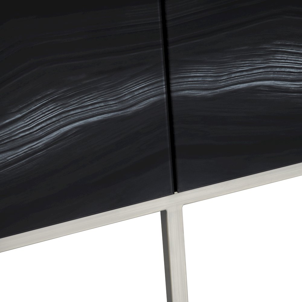 68" Reverse Painted Glass 4-Door Media Credenza. Picture 3