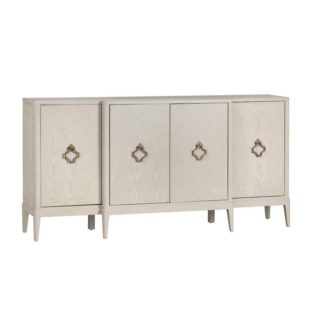 75.5" Beige With A Yellow Undertone 4-Door Media Credenza. Picture 1