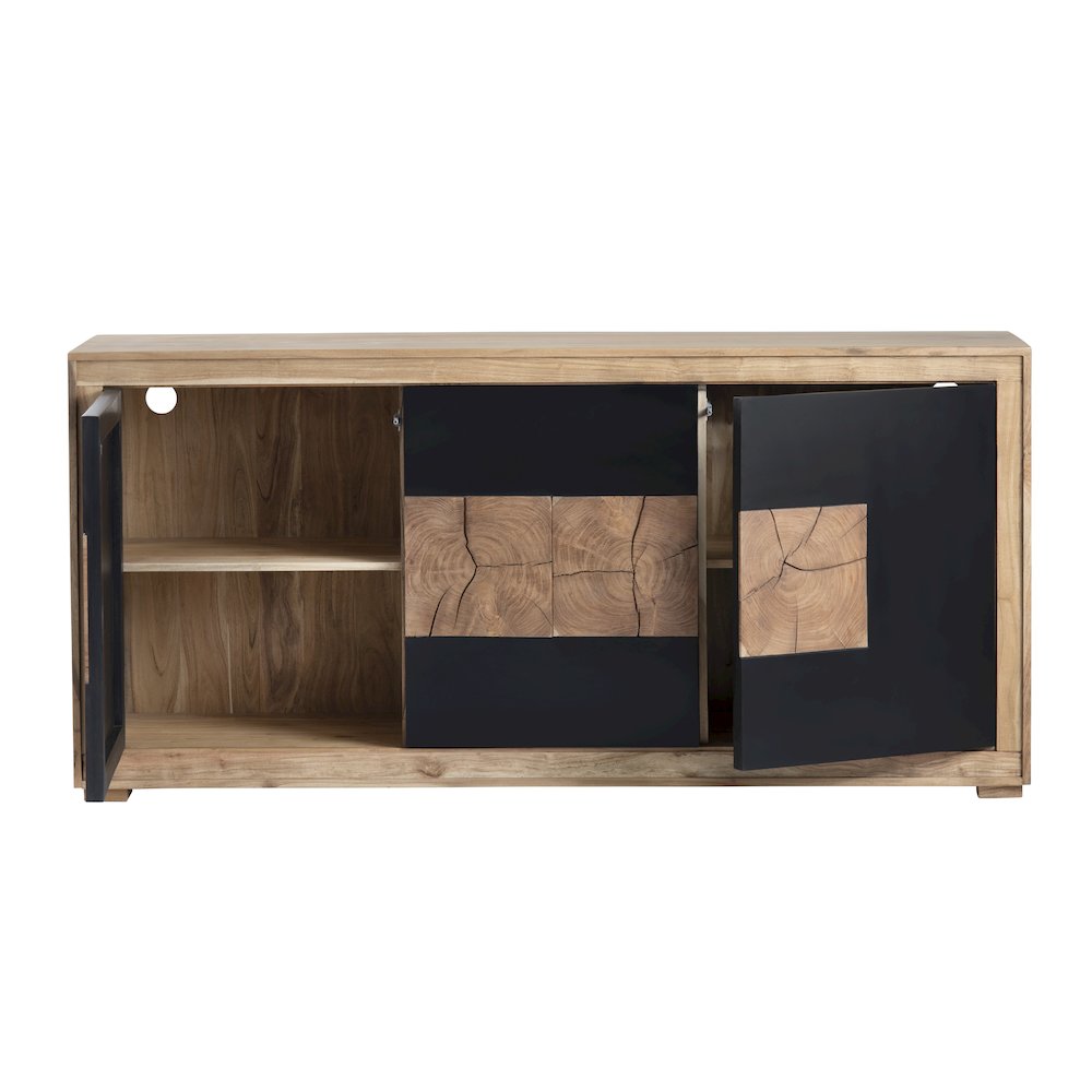 76" Solid Wood 3-Door Media Credenza. Picture 3
