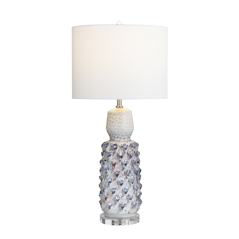 Set Of 2 Textured Ceramic Lamps With Drum Shades. Picture 2