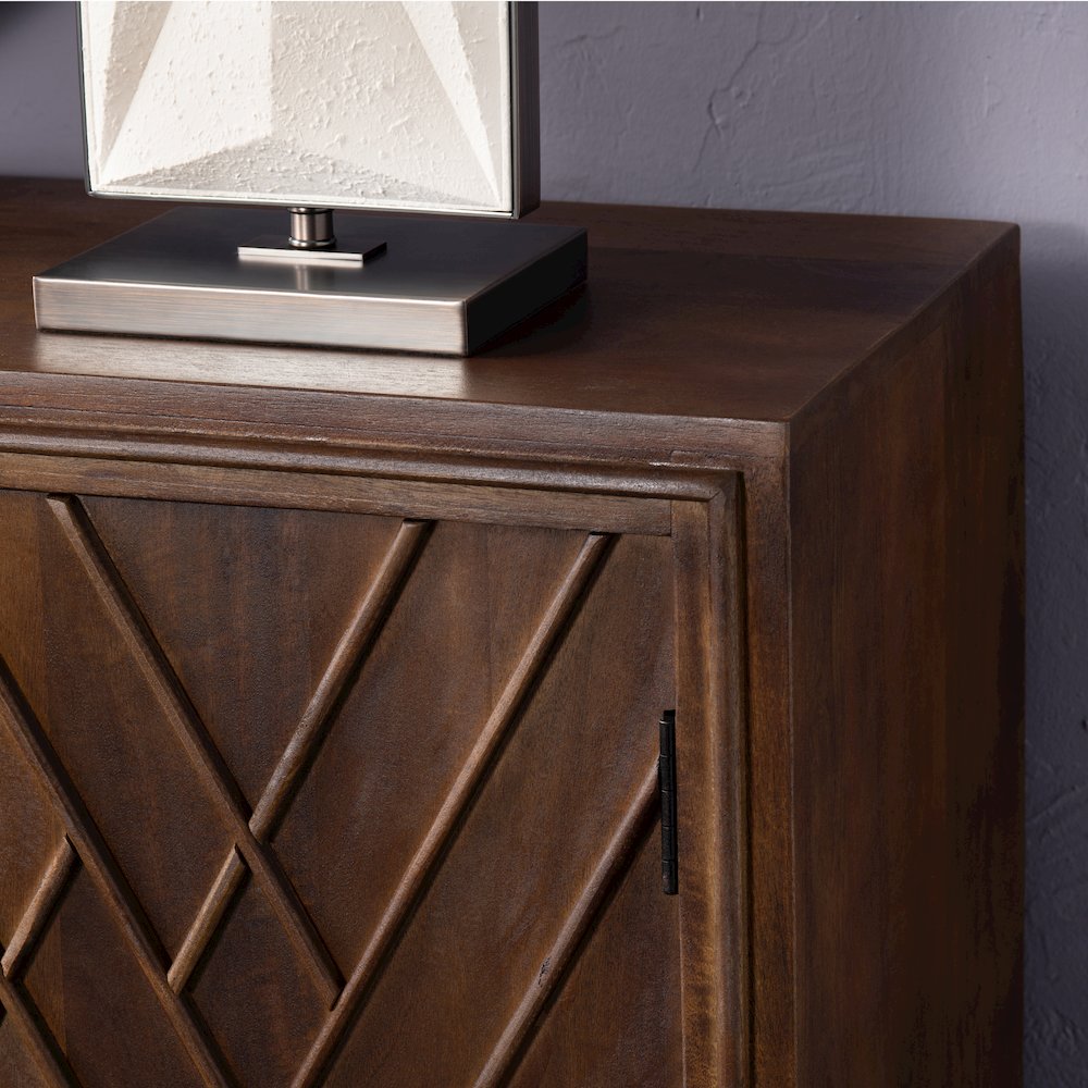72" Solid Wood 4-Door Media Credenza. Picture 6
