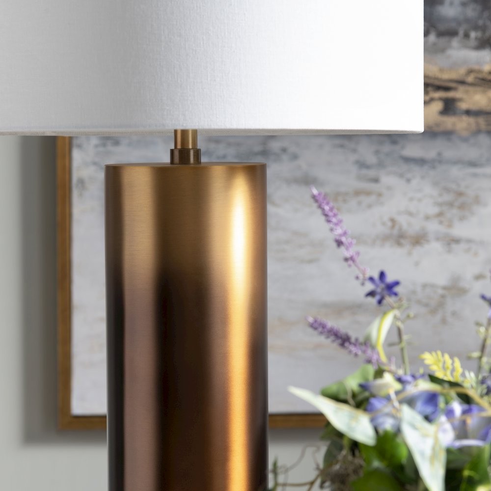 Set Of 2 Ombre Elegant Metal Cylinder Table Lamp With Linen Shade. Picture 5