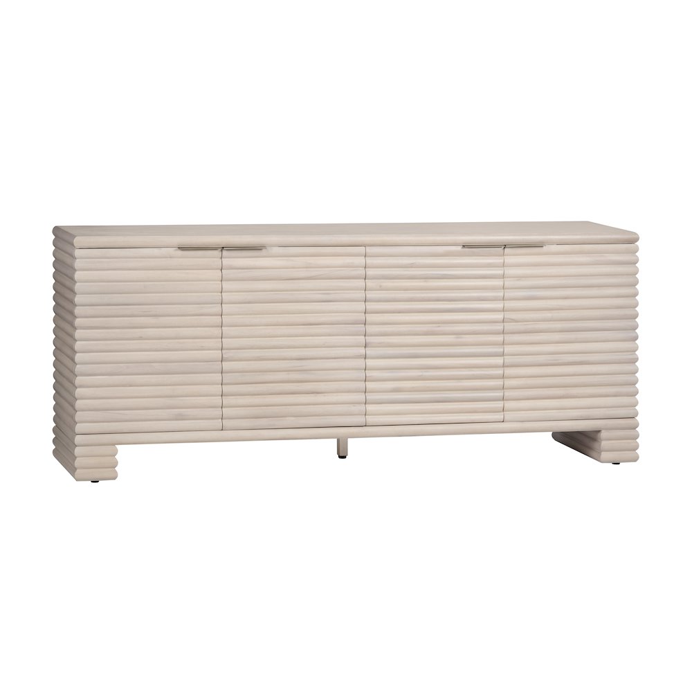 80" Cream Wood 4-Door Reeded Media Credenza. Picture 1