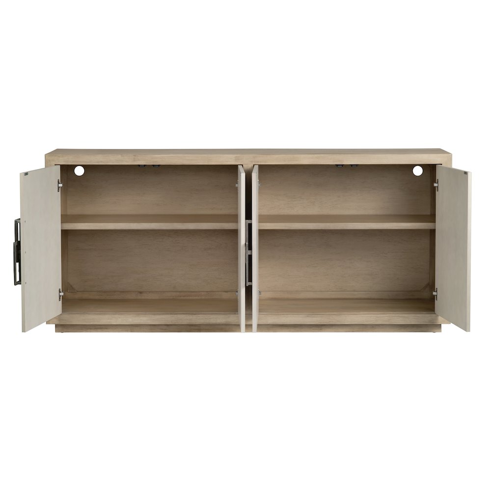 80" Tan & Cream 4-Door Media Credenza. Picture 3