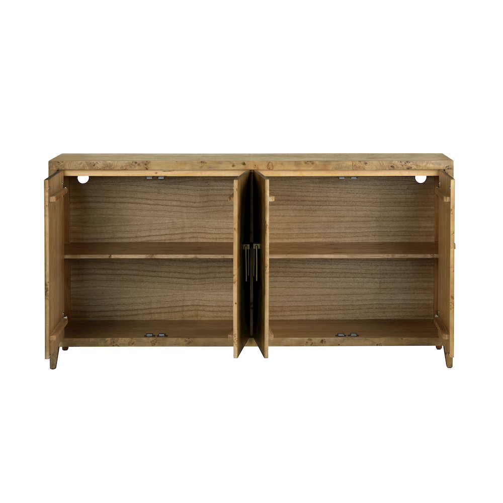 72" Mappa Burl 4-Door Media Credenza. Picture 3