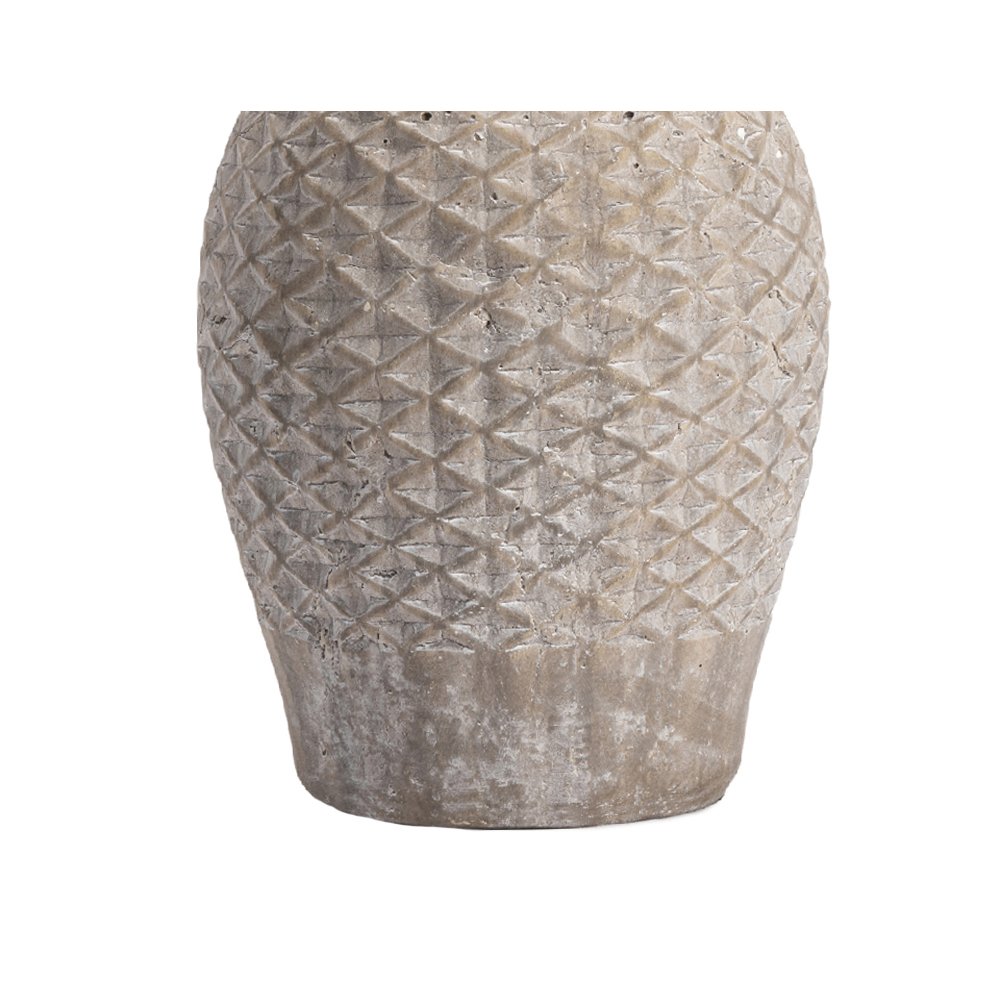 Textured Tan Ceramic Table Lamp With Diamond Pattern And Tapered Shade. Picture 3