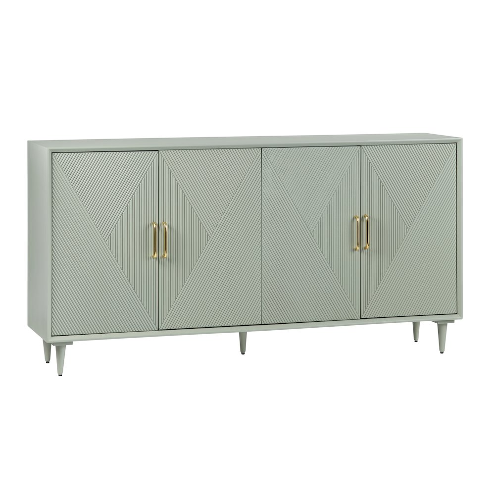 72" Sage Green 4 Door Media Credenza. Picture 1