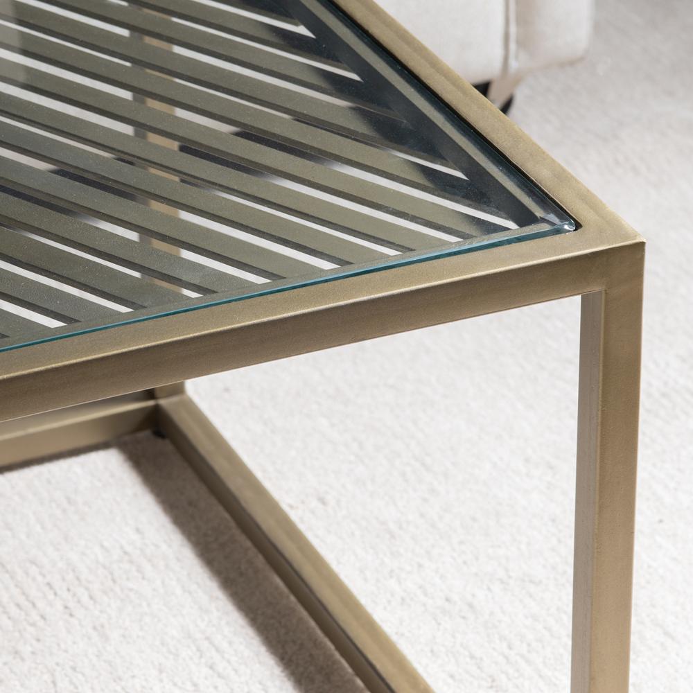 Christian Gold Metal and Glass Coffee Table. Picture 4