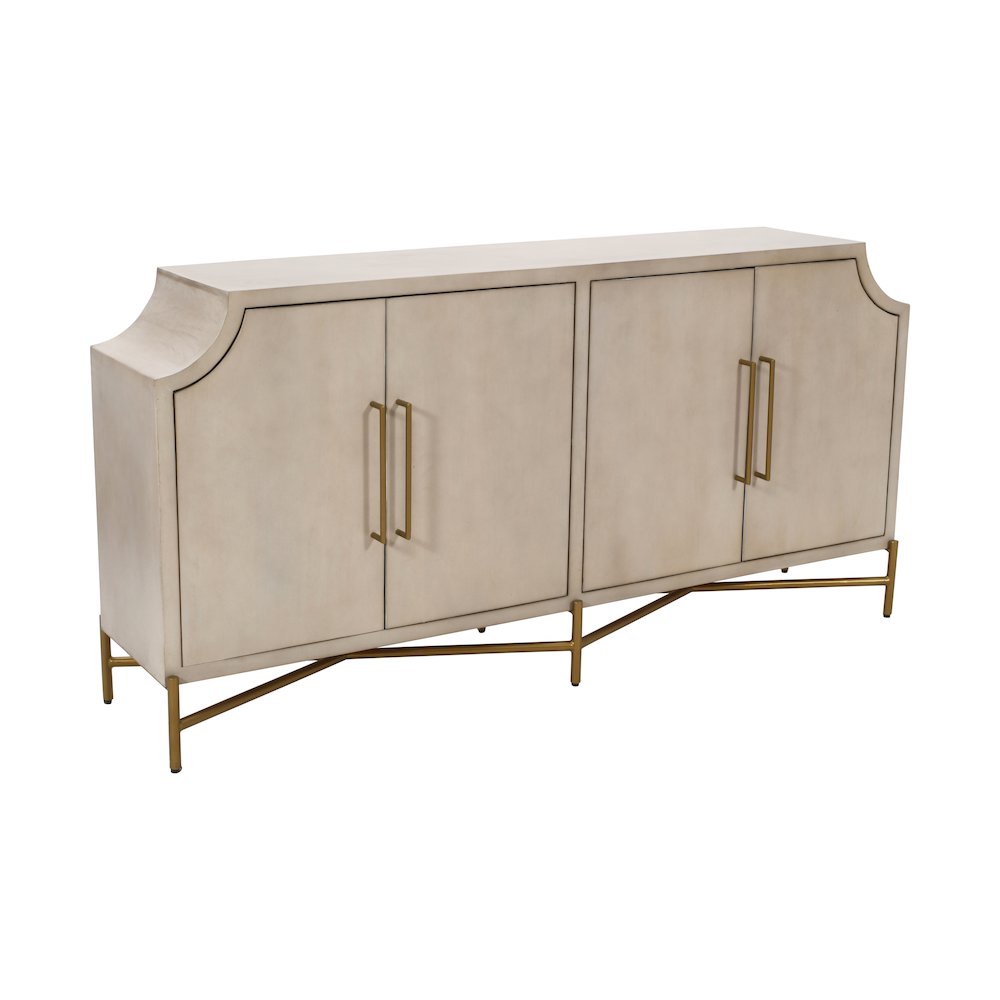 80" Cream With A Brown Undertone 4-Door Media Credenza. Picture 1