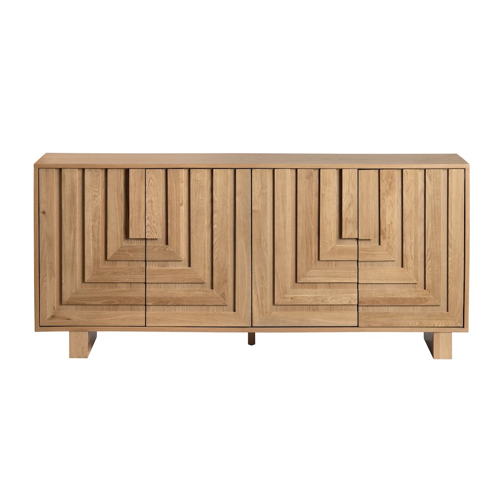 74" Brown Solid Wood 4-Door Media Credenza. Picture 2