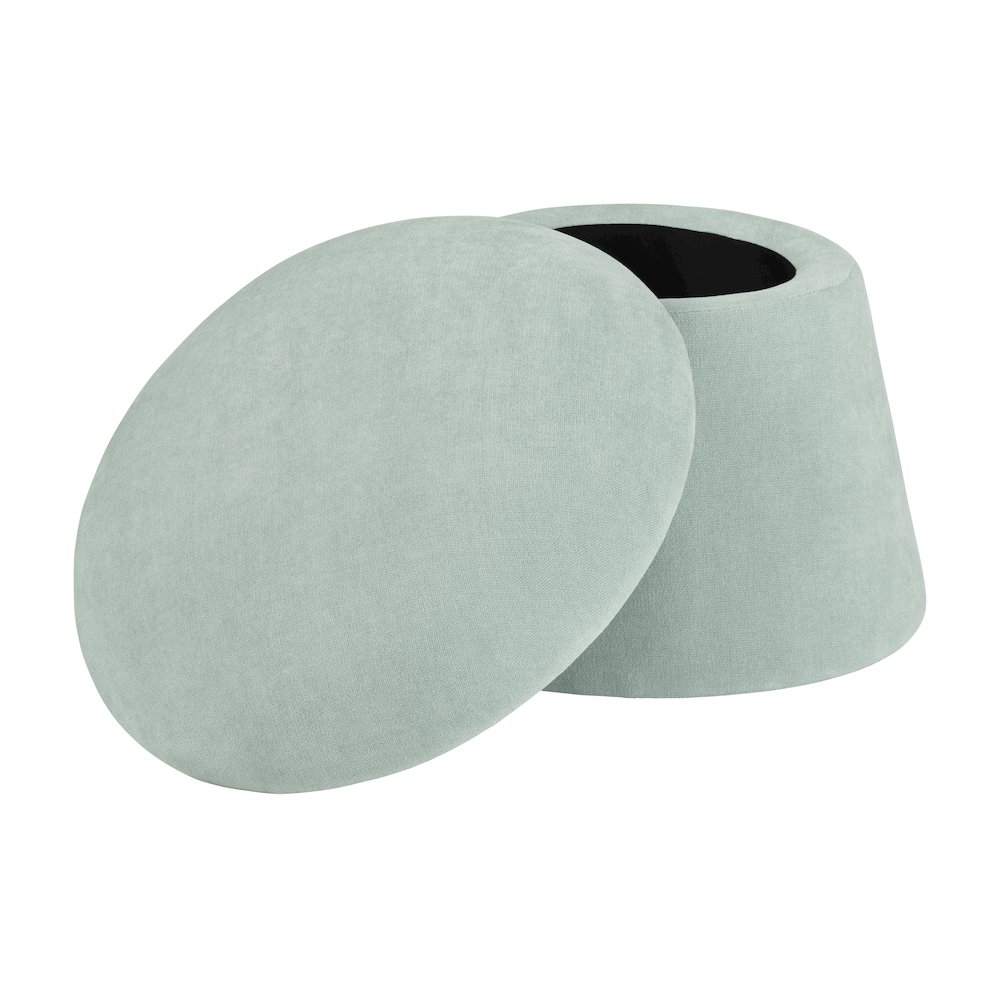 Seafoam Green Chenille Mushroom Ottoman W/ Storage. Picture 2