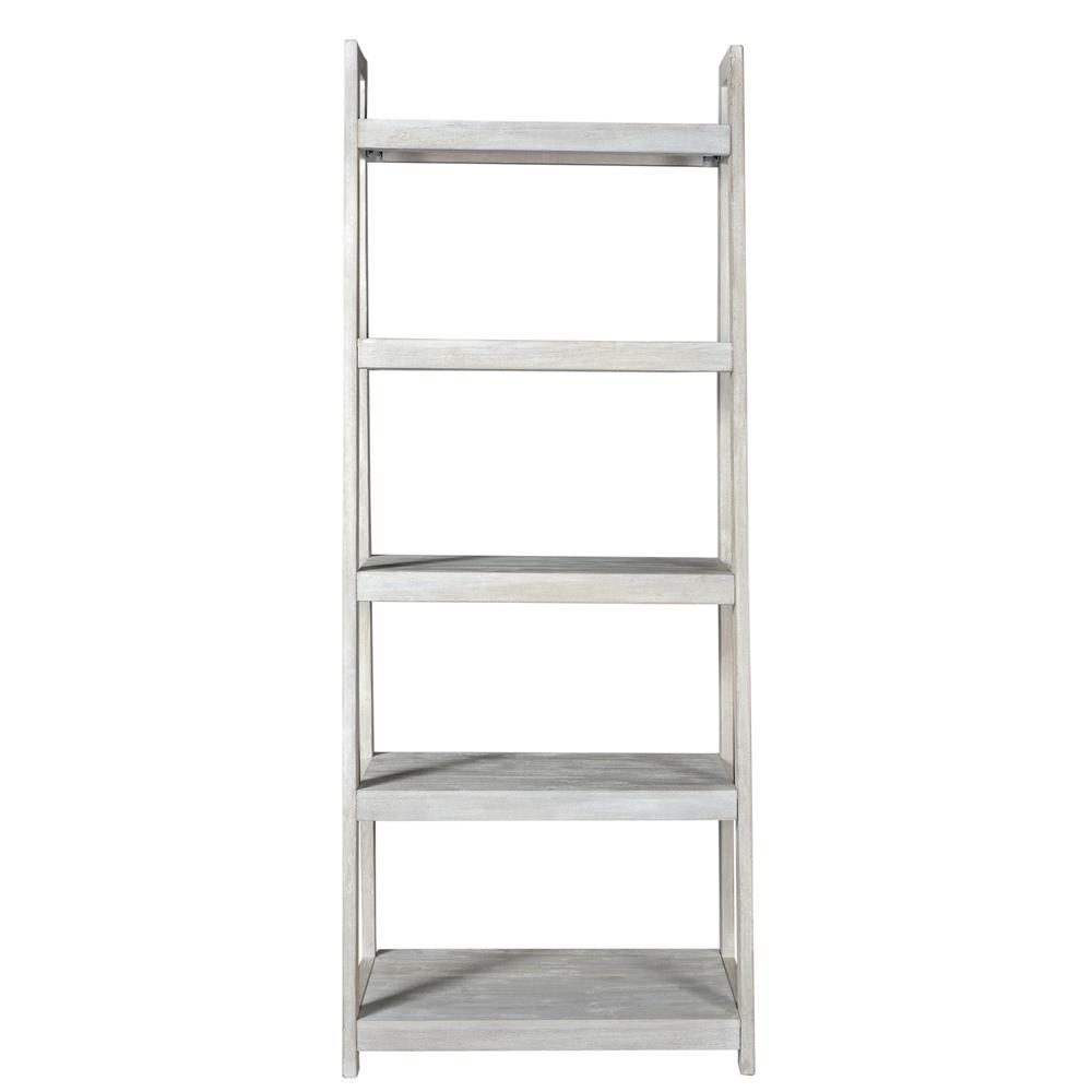 Bengal Manor Acacia Wood White Wash Angled Etagere. Picture 1