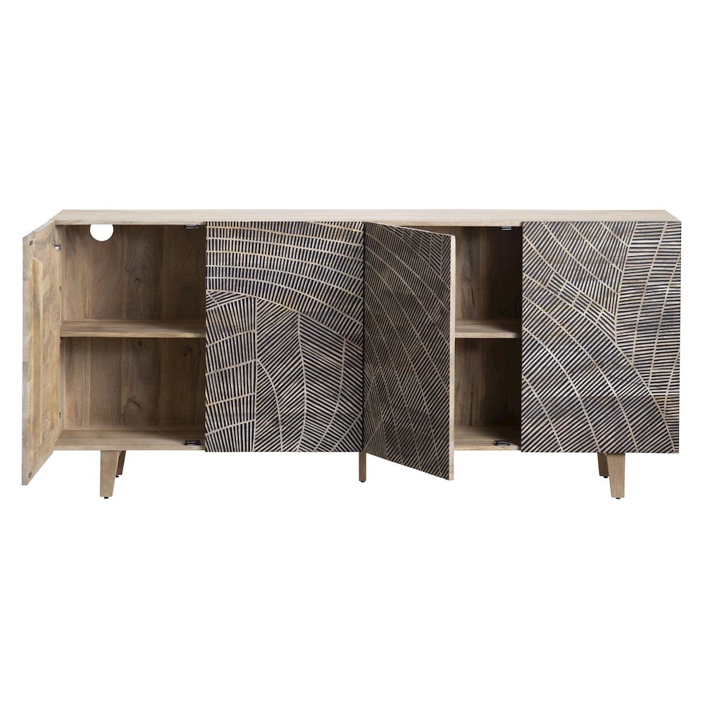 79" Solid Wood 4-Door Media Credenza. Picture 3