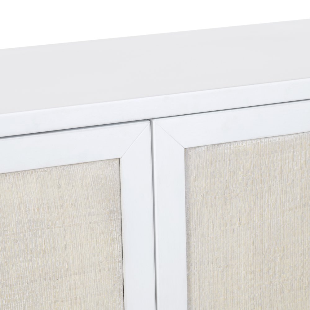 72" White-Washed And Cream 4-Door Media Credenza. Picture 4