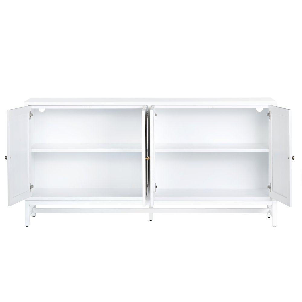 72" White-Washed And Cream 4-Door Media Credenza. Picture 3