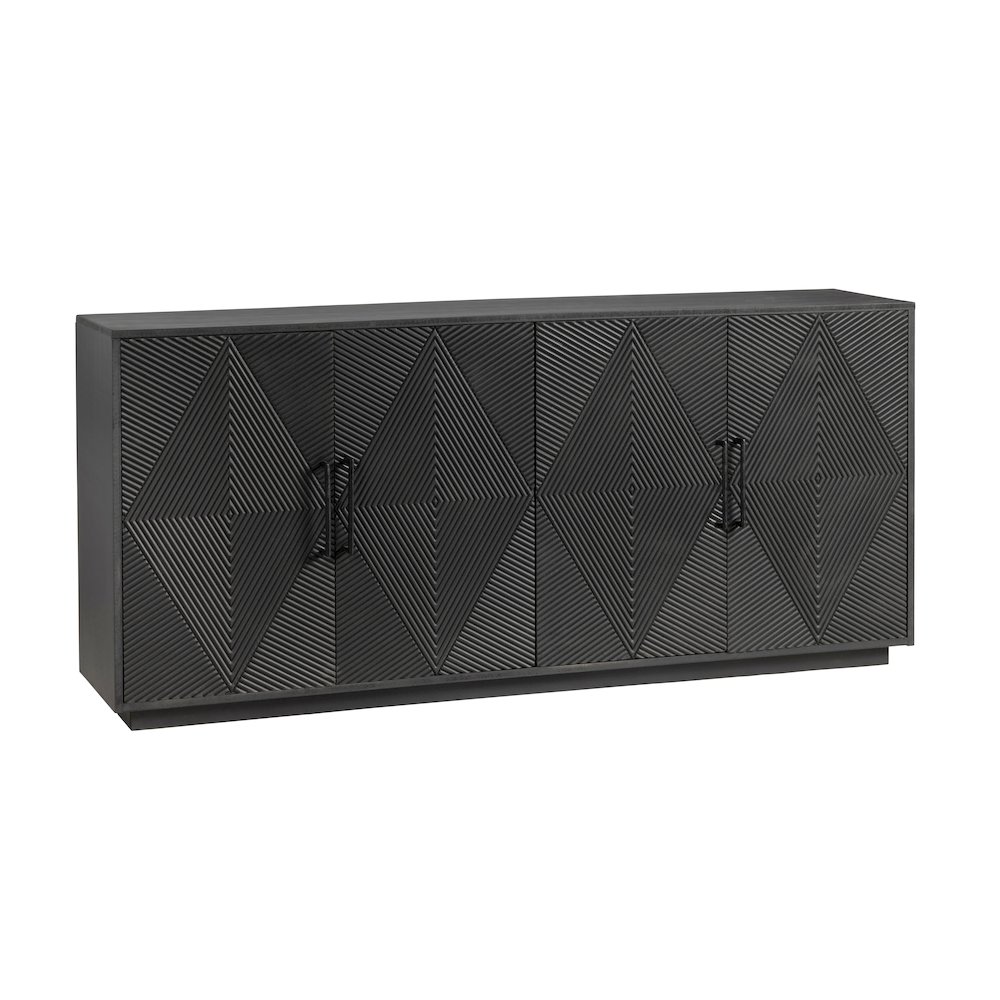 72" Sleek Black 4-Door Media Credenza. Picture 1