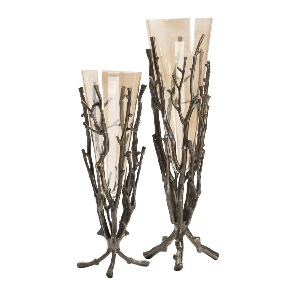 Crestview Collection S/2 Aluminium/Glass VASE 1SET UPS Pack / 6.3' Accessories. Picture 1