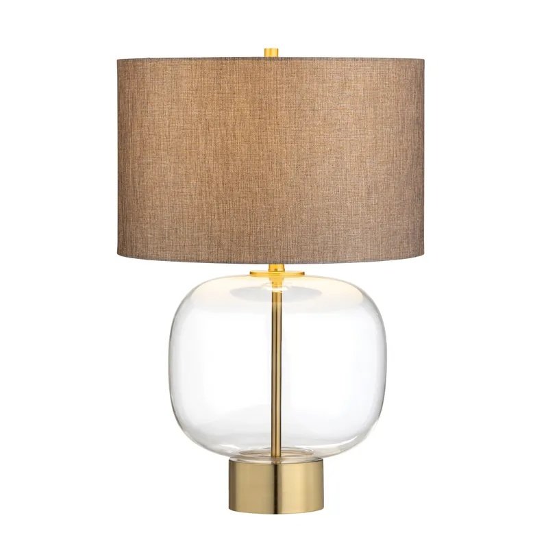 28.25" Contemporary Clear Glass Table Lamp with Antiqued Gold Accents. Picture 4