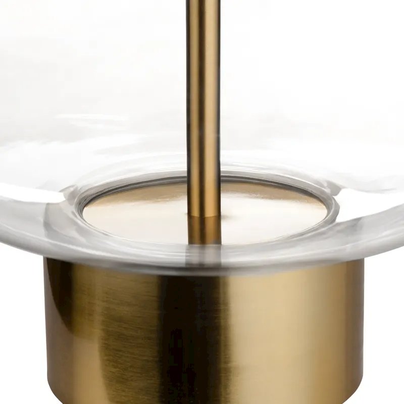 28.25" Contemporary Clear Glass Table Lamp with Antiqued Gold Accents. Picture 2
