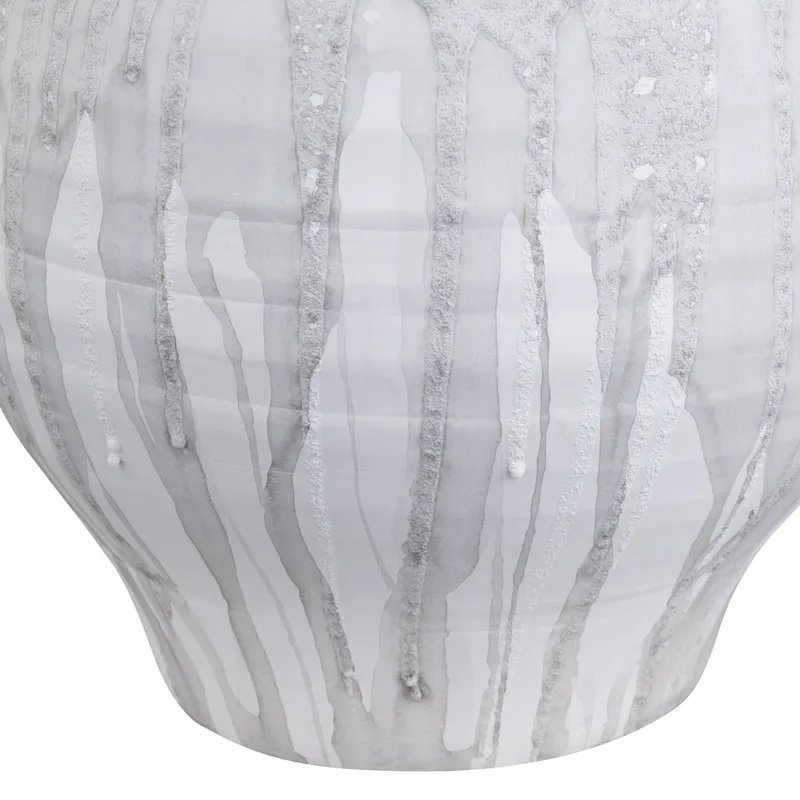 30.75" Coastal White Ceramic Table Lamp with Handpainted Grey Texture. Picture 4