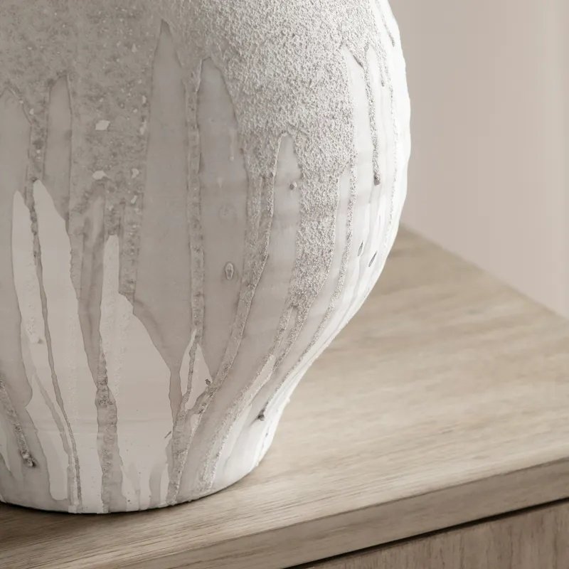 30.75" Coastal White Ceramic Table Lamp with Handpainted Grey Texture. Picture 5