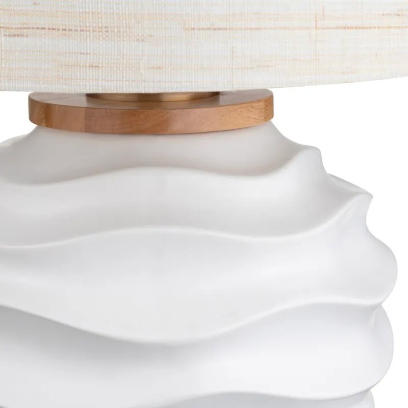 28.5" Coastal White Ceramic Table Lamp with Textured Ridges. Picture 3